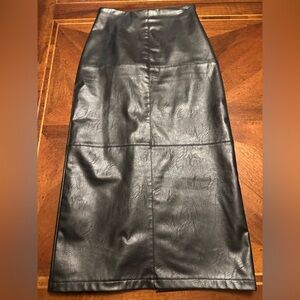Topshop Black Faux Leather Pencil Skirt